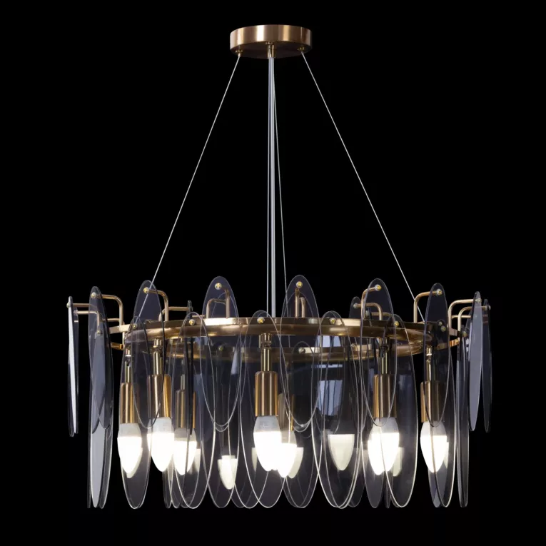 Lampa wisząca do salonu grafitowa MARLA ze szklanymi zawieszkami z dymionego szkła, z regulacją wysokości Eurofirany