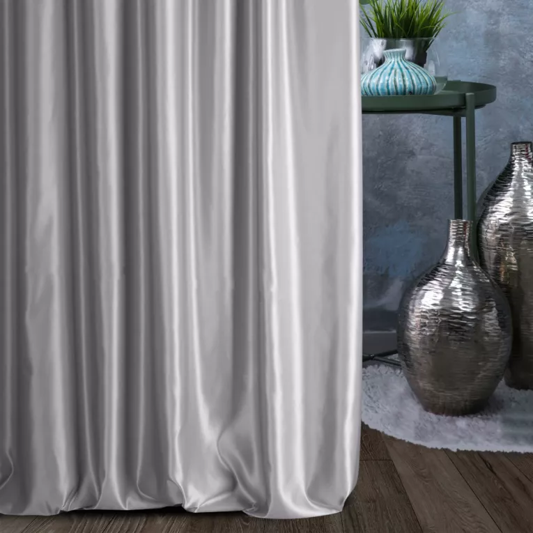 Zasłona szyta na przelotkach AMAYA popielata z jednokolorowej gładkiej tkaniny