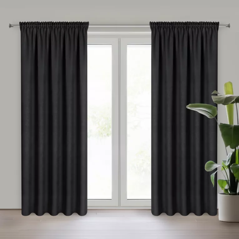 Zasłona czarna z tkaniny welurowej 200x240 cm tunel Dora Eurofirany