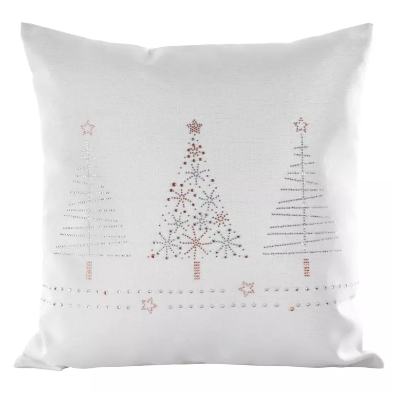 Poszewka na poduszkę 45x45 cm zdobiona błyszczącym wzorem biało, srebrna Eurofirany