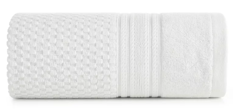 Ręcznik do rąk 30x50 cm bawełniany kolor biały zdobiony subtelnymi paseczkami 500 g/m2 DAVOS Eurofirany