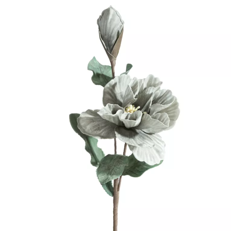 Kwiat sztuczny popielaty z plastycznej pianki foamiran 70 cm Eurofirany