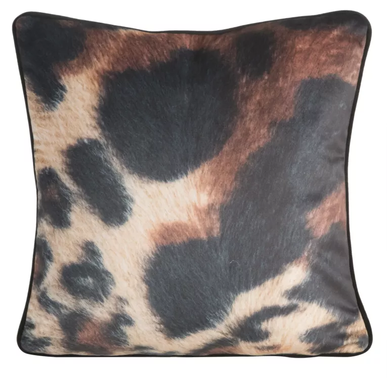 Poszewka na poduszkę 45x45 cm welwetowa z designerskim nadrukiem i wypustką na brzegach brązowo, czarna MING 16 B EVA MINGE Eurofirany