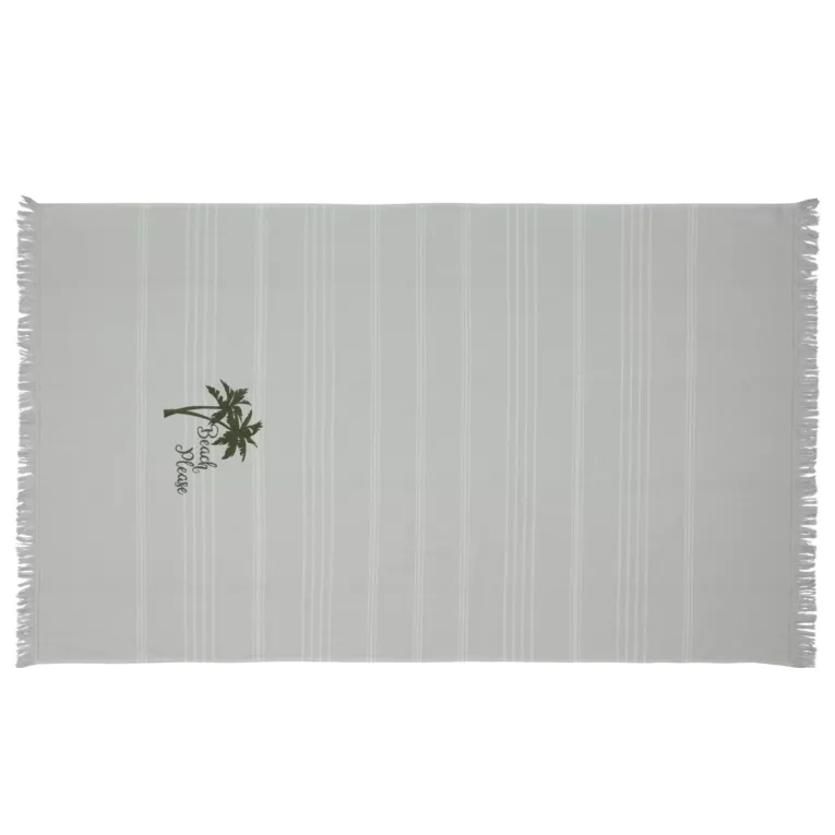 Ręcznik plażowy 90x170 bawełniany kolor stalowy z nadrukiem kontrastujących paseczków i frędzli 350 g/m2 ELBA Eurofirany