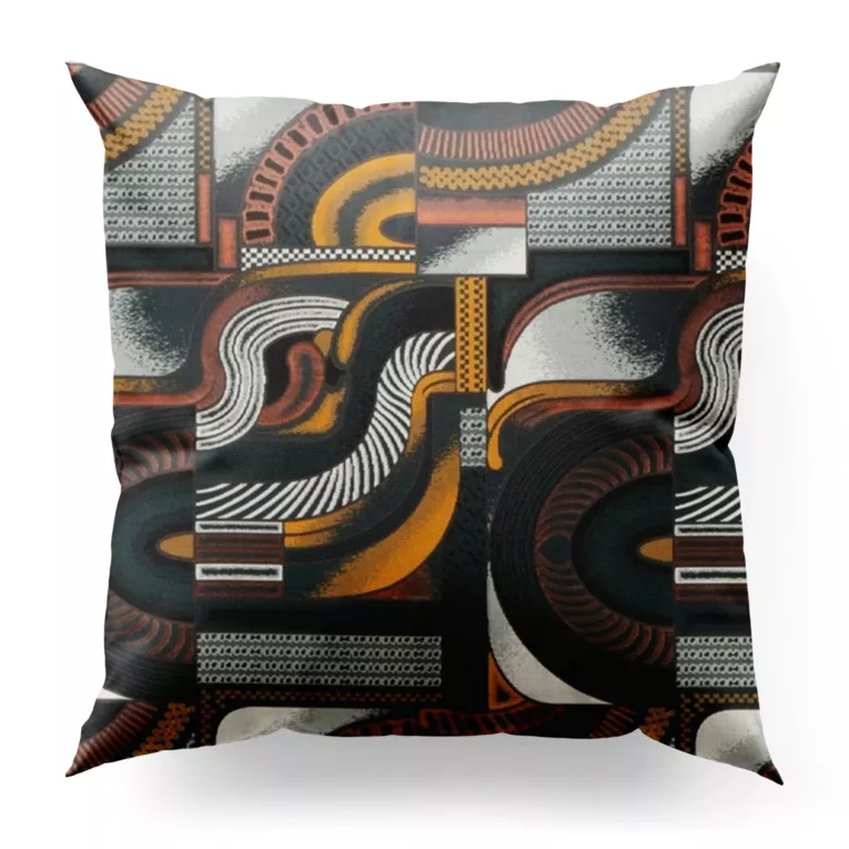 Poszewka szyta turkusowo złota z miękko układającej się tkaniny z wzorem w stylu ART DECO