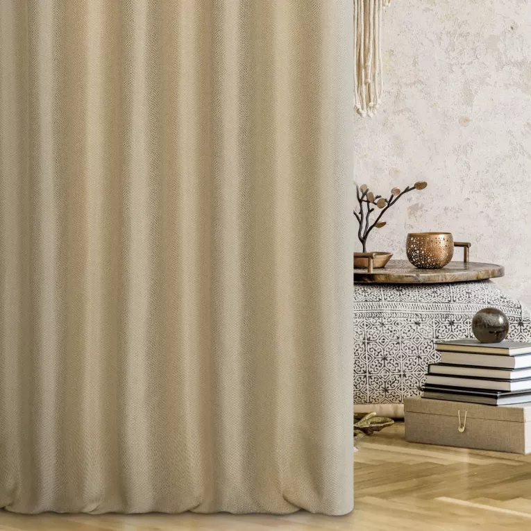 Zasłona szyta na taśmie fala złota z miękkiej tkaniny z efektem melanżu