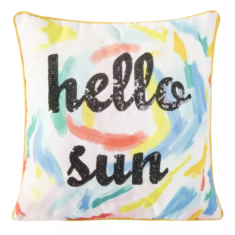 Poszewka dekoracyjna RENEE z napisem Hello Sun Eurofirany