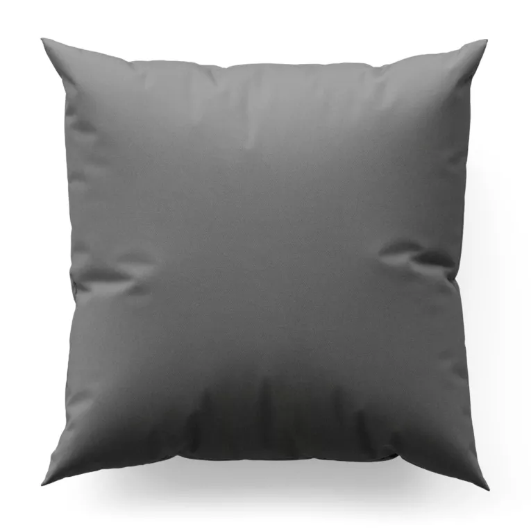 Poszewka szyta popielata z gładkiej tkaniny zaciemniającej typu dimout wykończona obciążnikiem