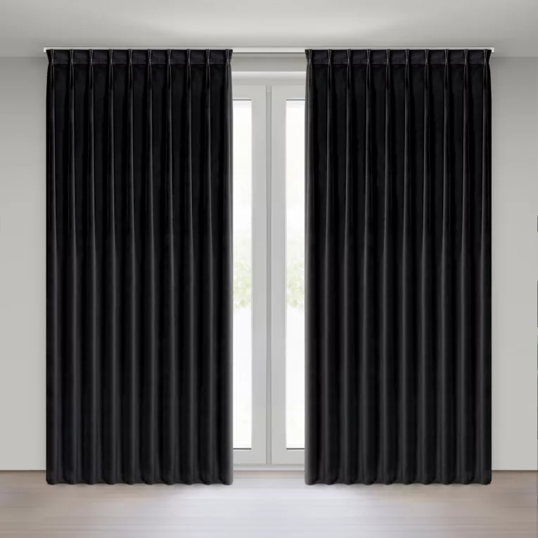 Zasłona czarna z welwetowej tkaniny 125x270 cm system flex - MELANIE Eurofirany