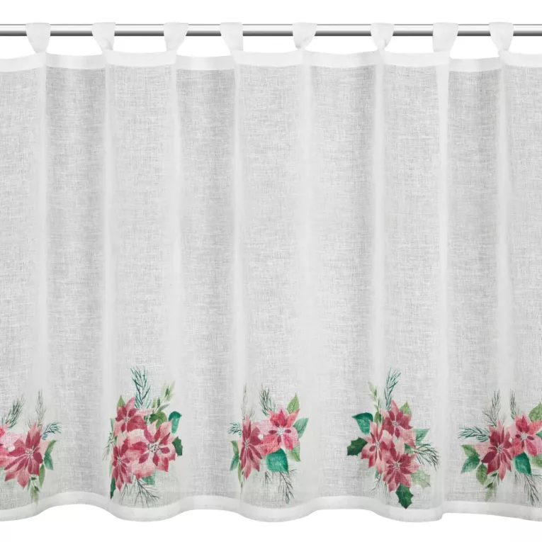 Zazdrostka świąteczna biało, czerwona zdobiona motywem gwiazd betlejemskich 150x90 cm szelki - XSMAS 3 Eurofirany