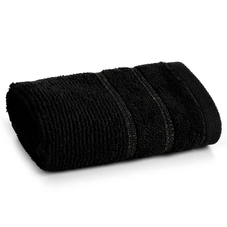 Ręcznik do rąk 30x50 cm bawełniany kolor czarny w błyszczące paseczki AMIRA Eurofirany