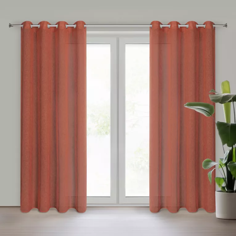 Zasłona ruda o strukturze deszczyku z etaminy 140x250 cm przelotka ANGELICA Eurofirany