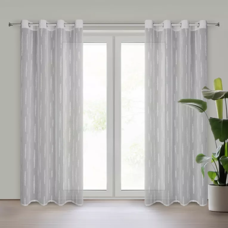 Firana srebrna zdobiona aplikacją 140x250 cm przelotka ALENI Eurofirany