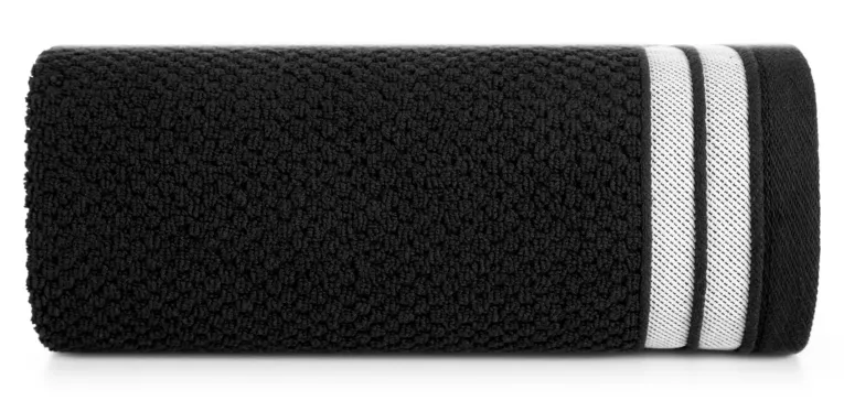 Ręcznik do rąk 50x90 cm bawełniany kolor czarny w pasy 500 g/m2 MADLEN Eurofirany