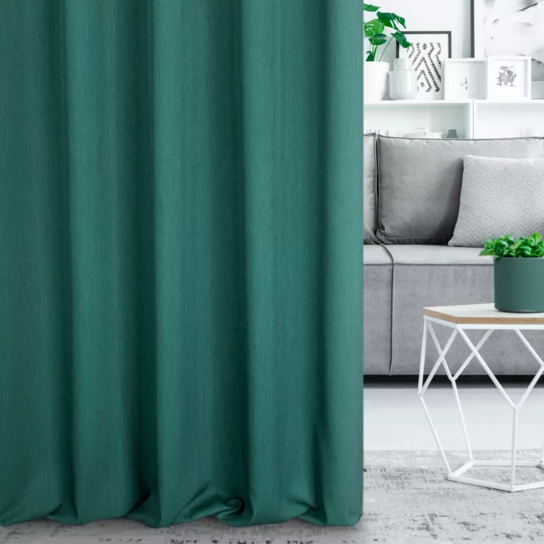 Zasłona szyta na taśmie fala ciemnoturkusowa z miękkiej tkaniny z efektem melanżu