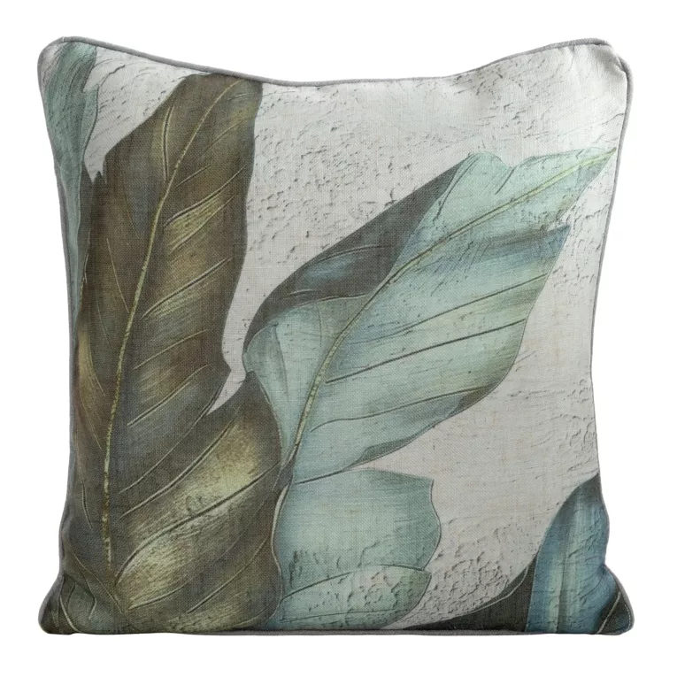 Poszewka na poduszkę 45x45 cm o strukturze lnu z lamówką zielono, popielata LEN Eurofirany