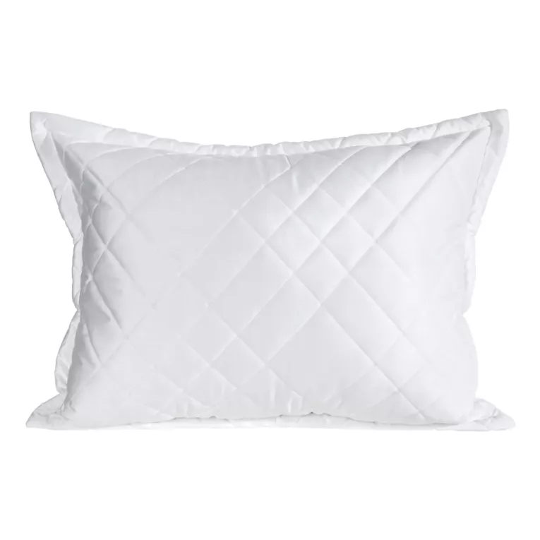 Poszewka na poduszkę 50x70 cm welwetowa zdobiona geometrycznymi przeszyciami biała RIA 6 EUROFIRANY PREMIUM