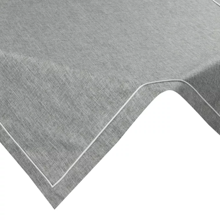 Bieżnik na stół biało, popielaty 85x85 cm MEGI zdobiony lamówką