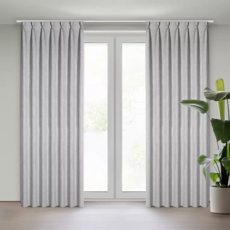 Zasłona srebrna o płóciennym splocie z efektem melanżu 80x270 cm system flex - JULA Eurofirany