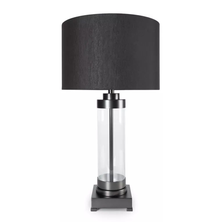 Lampa stołowa do pokoju czarna CLARA o prostej szklanej podstawie Eurofirany