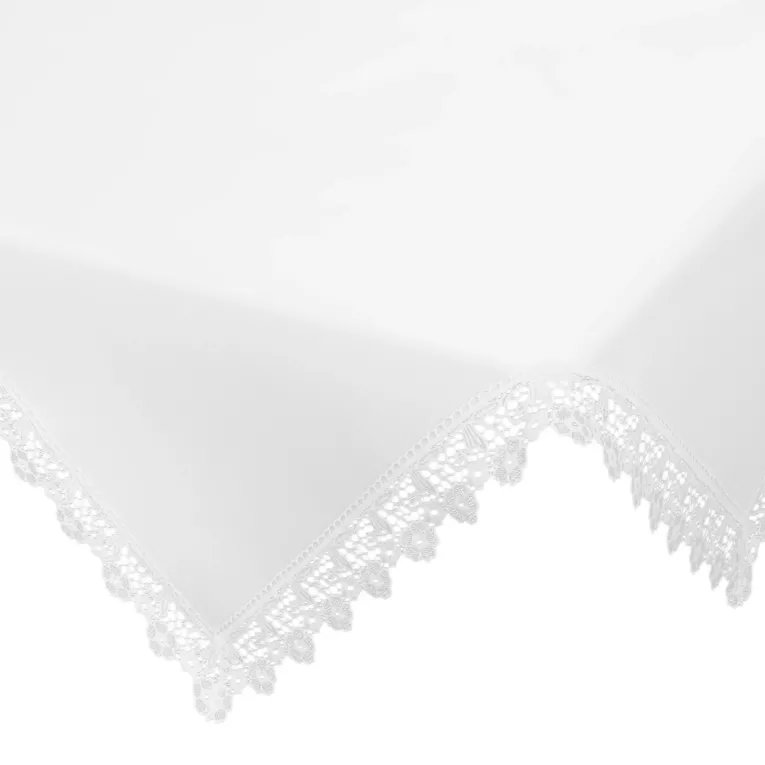 Obrus na stół 85x85 cm biały zdobiony koronką - CINDY Eurofirany