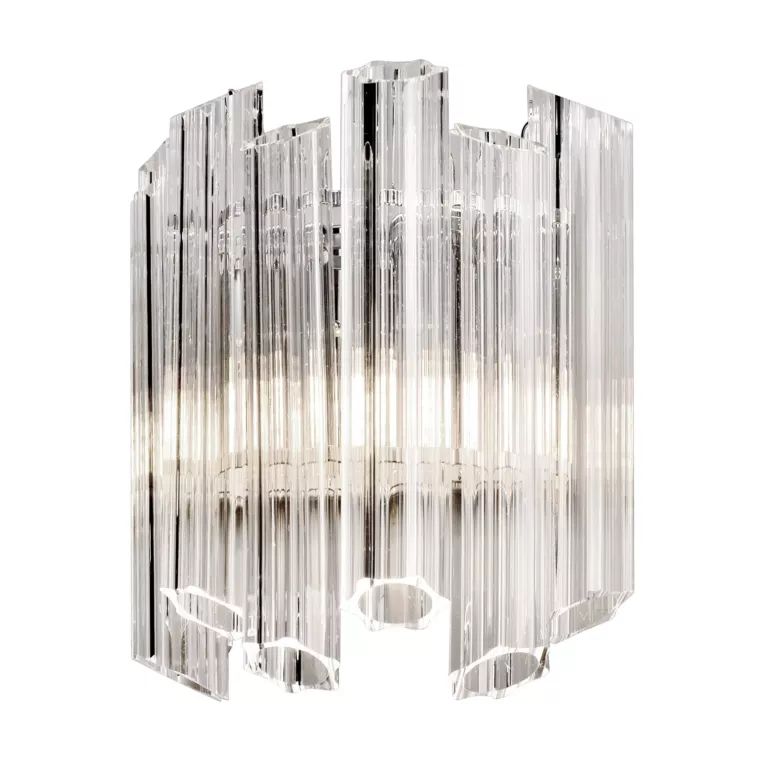 Kinkiet -lampa wisząca do salonu srebrna DANA ścienna z szklanymi zawieszkami Eurofirany