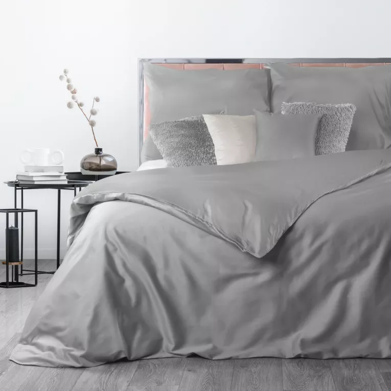 Pościel 140x200 cm gładka z makosatyny bawełnianej kolor jasnoszary DELIA Reina Line Eurofirany