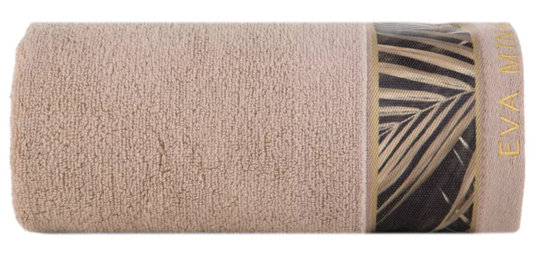 Ręcznik do rąk 30x50 cm bawełniany kolor beżowy,brązowy z designerską bordiurą 500 g/m2 Eva Minge Eurofirany