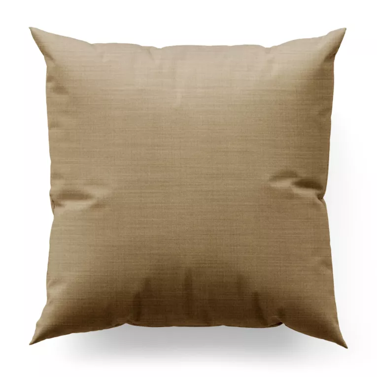 Poszewka szyta ciemnobeżowa z miękkiej tkaniny o naturalnym splocie w stylu ekologicznym
