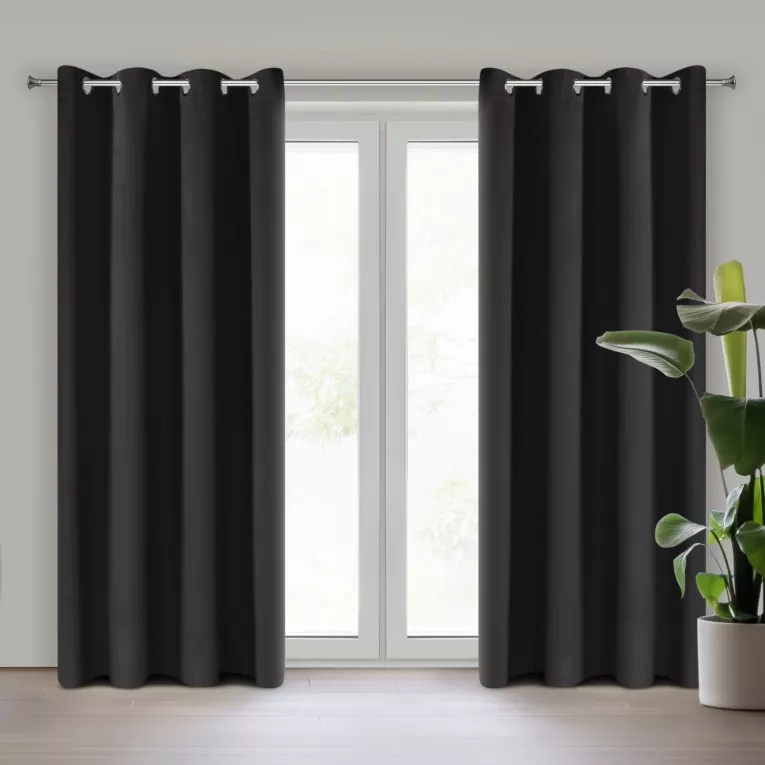 Zasłona czarna z tkaniny typu dimout 140x250 cm przelotka NERISA Eurofirany