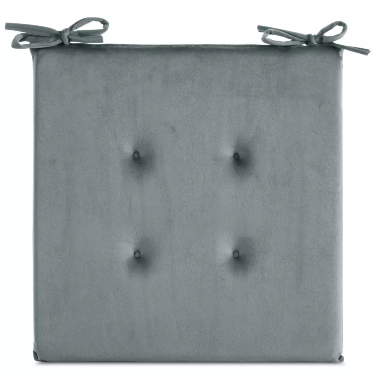 Poduszka na krzesło 40 x 40 x 3 cm welwetowa morska z ozdobnym pikowaniem i praktycznymi troczkami GAJA Eurofirany