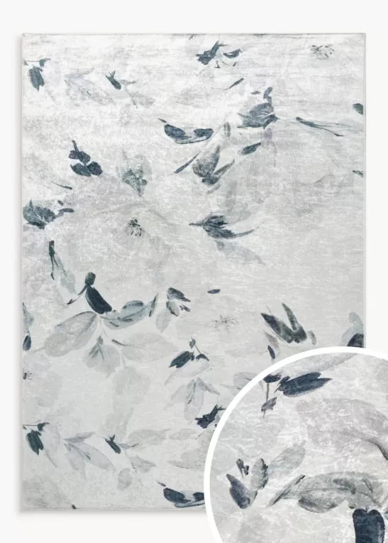 Dywan 50x80 cm kremowo, grafitowy z motywem kwiatów LOTUS 3 Eurofirany