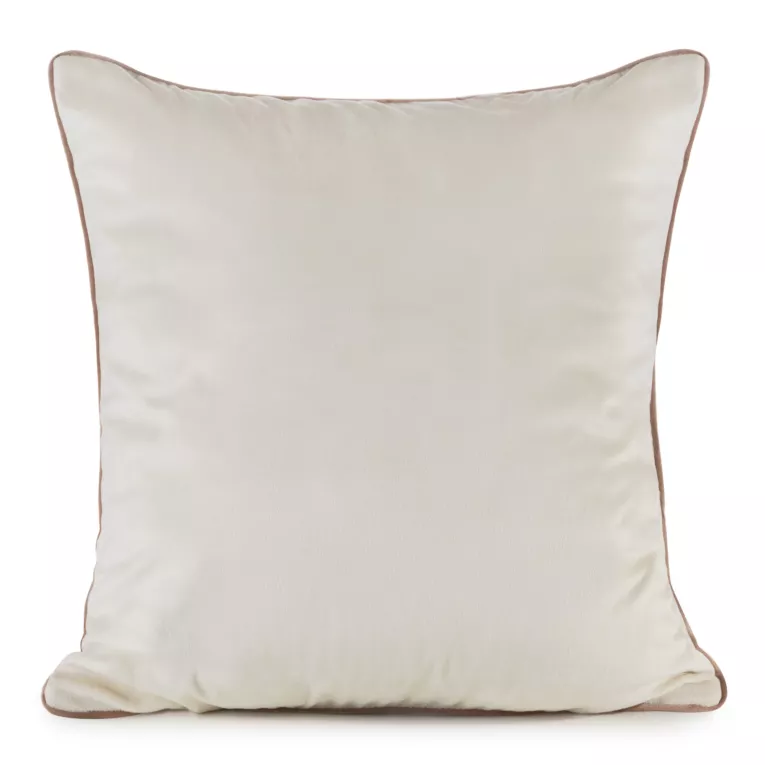 Poszewka na poduszkę 45x45 cm welwetowa, kremowa o delikatnym połysku z ozdobną lamówką GAJA 2 Eurofirany