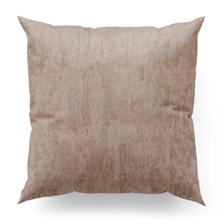 Poszewka szyta pudrowo różowo szampańska z tkaniny welwetowej z nadrukiem