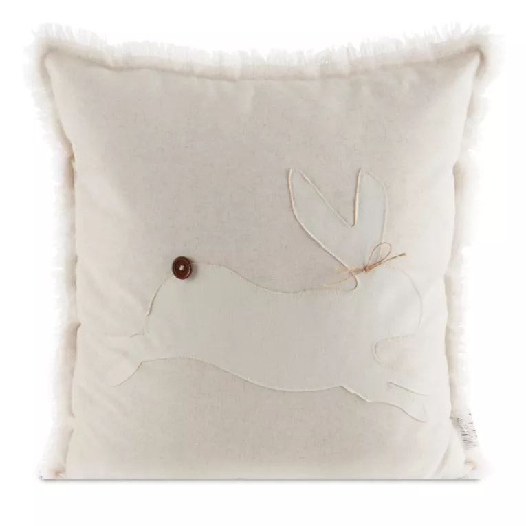 Poszewka na poduszkę 45x45 cm z dodatkiem lnu wielkanocna beżowo, kremowa WIOSNA 56 Eurofirany