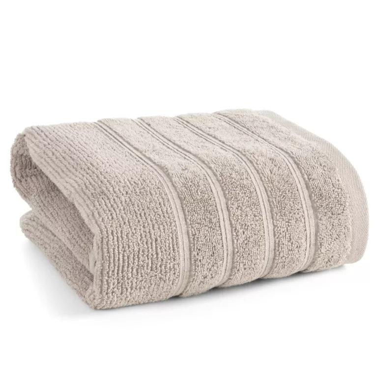 Ręcznik kąpielowy 70x140 cm bawełniany kolor beżowy w błyszczące paseczki AMIRA Eurofirany