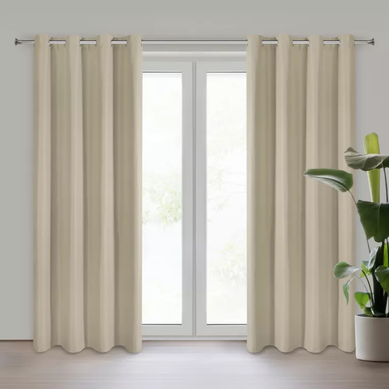 Zasłona ciemnobeżowa z gładkiej matowej tkaniny 140x250 cm przelotka ADARI Eurofirany