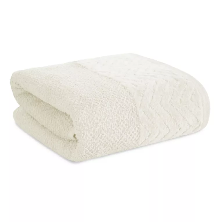 Ręcznik do rąk 30x50 cm bawełniany kolor kremowy o ryżowej strukturze z welwetową bordiurą 500 g/m2 LOREN Eurofirany