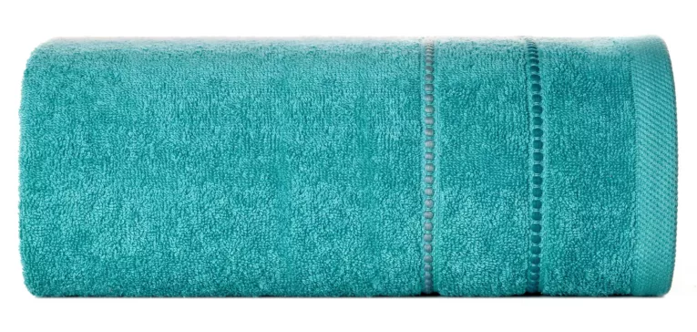 Ręcznik do rąk 30x50 cm bawełniany kolor turkusowy z kontrastującymi paseczkami 500 g/m2 SUZI Eurofirany