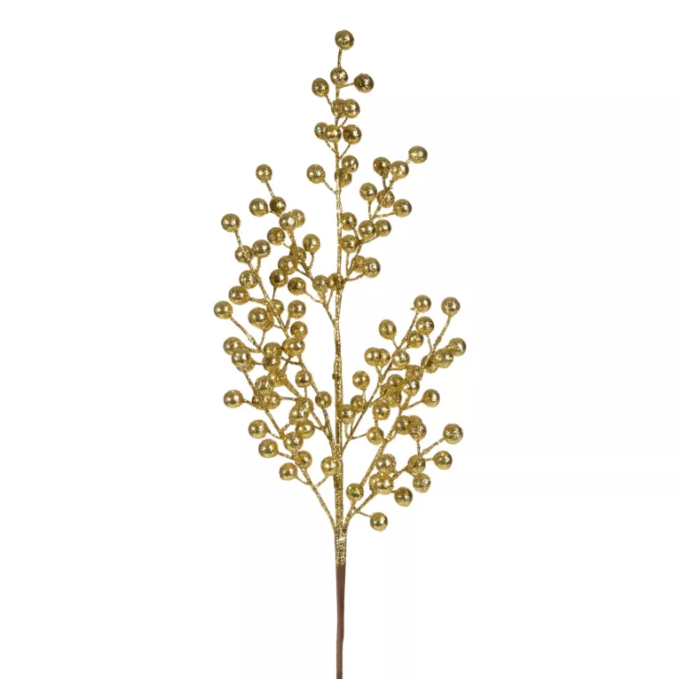 Złota gałązka dekoracyjna z kuleczkami na choinkę stroik 45 cm Eurofirany