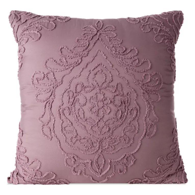 Poszewka na poduszkę 60x60 cm zdobiona ornamentową aplikacją fioletowa MIRA Eurofirany