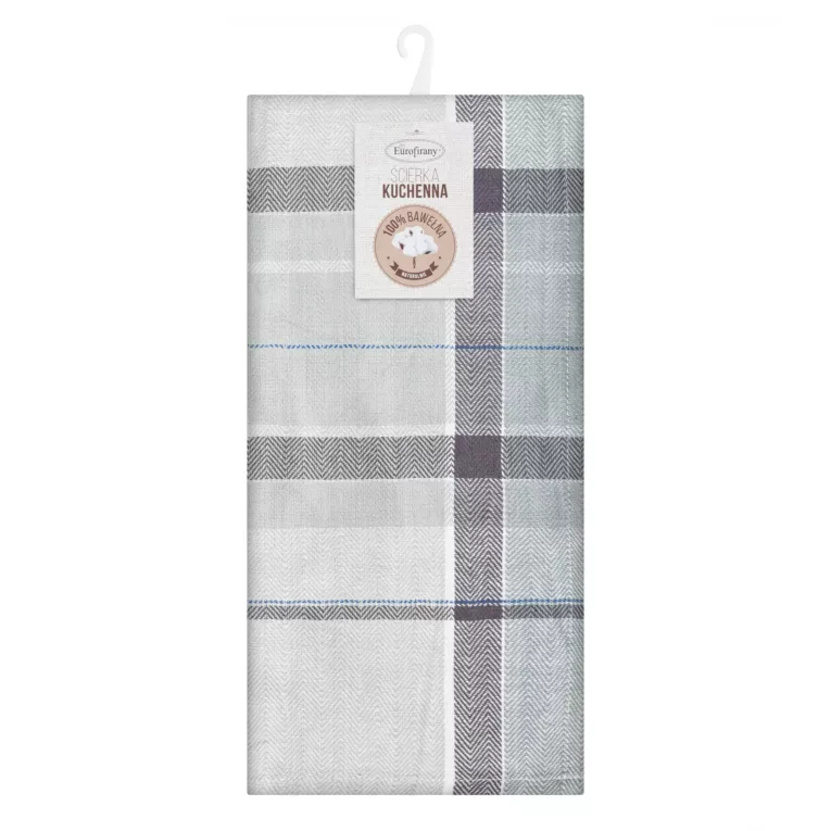 Ściereczka kuchenna 50x70 cm bawełniana kolor jasnopopielaty ,biały zdobiona pasami 200 g/m2 OLIVIA Eurofirany