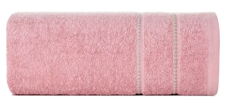 Ręcznik do rąk 30x50 cm bawełniany kolor pudrowy róż z kontrastującymi paseczkami 500 g/m2 SUZI Eurofirany