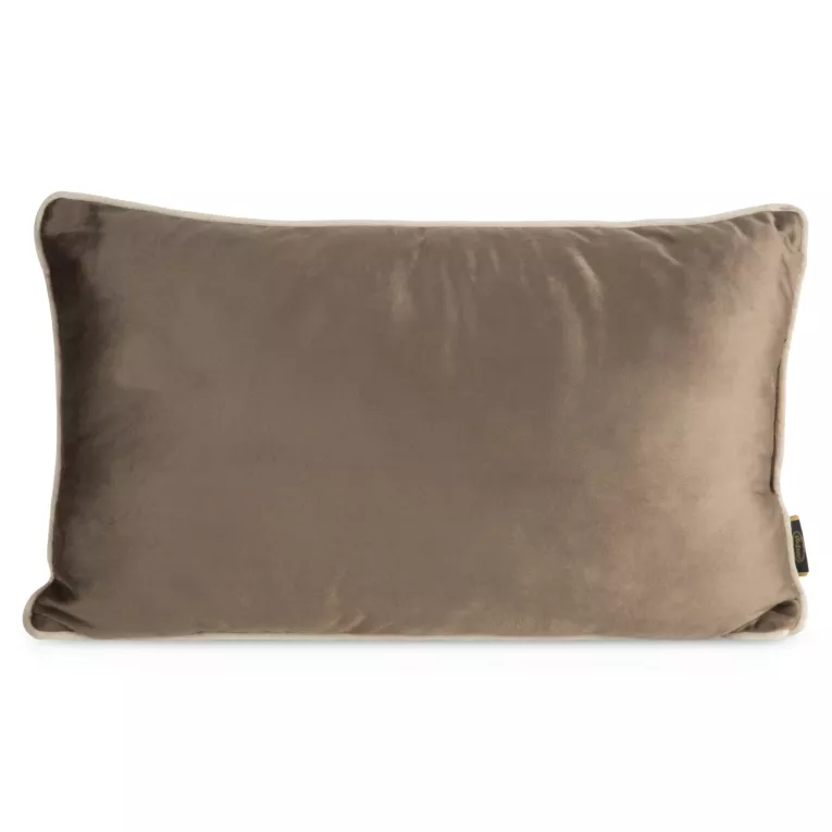 Poduszka 30 x 50 cm welwetowa ciemnobeżowa zdobiona kontrastującą wypustką na brzegach MELIA EUROFIRANY PREMIUM