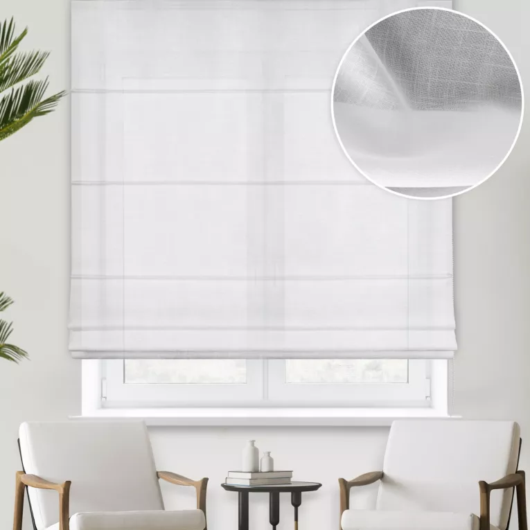 Roleta rzymska LINEN2 naturalna z gładkiej matowej etaminy o naturalnym splocie