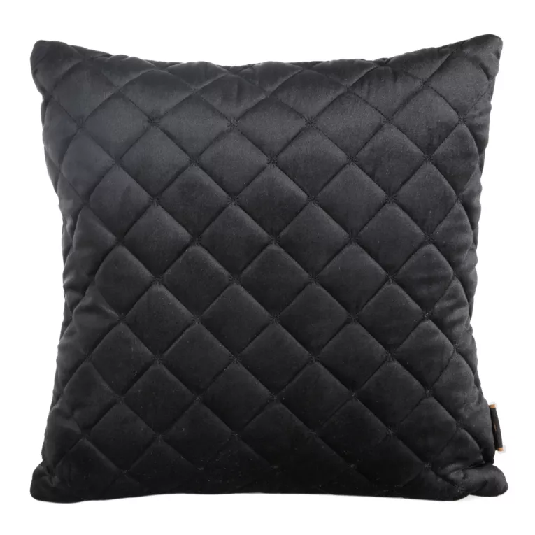 Poszewka na poduszkę 45x45 cm welwetowa pikowana metodą tradycyjnego szycia czarna RIA 1 EUROFIRANY PREMIUM