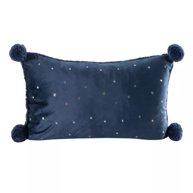 Poszewka na poduszkę dwustronna 30x50 cm welwetowa i bukli granatowa Eurofirany