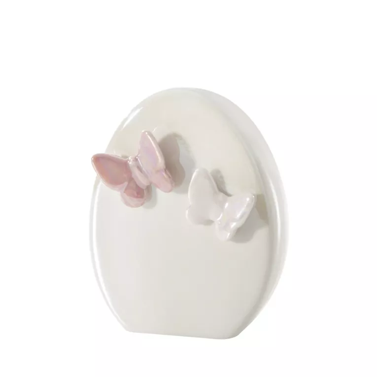 Figurka dekoracyjna ESIE biała pisanka wielkanocna z dolomitu z motylkami Eurofiarny