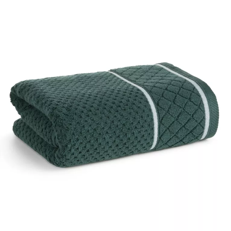 Ręcznik do rąk 30x50 cm bawełniany kolor ciemnozielony o strukturze krateczki z ozdobną bordiurą 500 g/m2 FAVORI Eurofirany