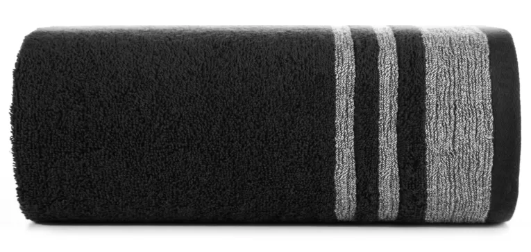 Ręcznik kąpielowy 70x140 cm bawełniany kolor czarny z ozdobną bordiurą 500 g/m2 MERY Eurofirany